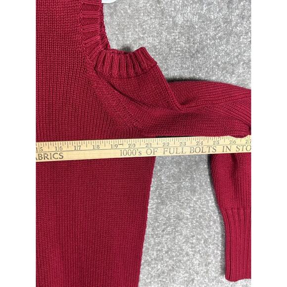 Susan Graver Sweater Womens Size Large Red Mock Neck Cold Shoulder Zipper Detail - Picture 6 of 7